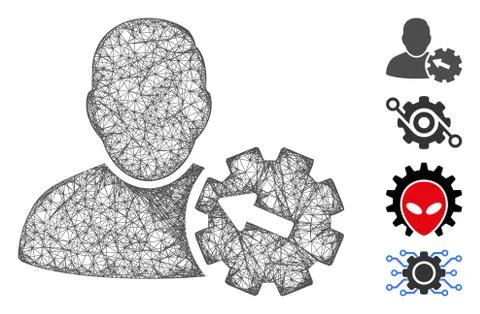 User Integration Gear Web Vector Mesh Illustration Stock Illustration