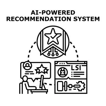 User interacting with ai powered recommendation system Stock Illustration