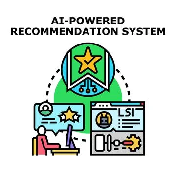 User interacting with ai powered recommendation system Stock Illustration