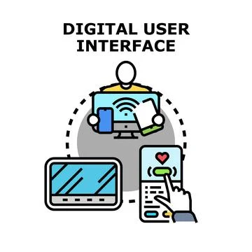 User interacting with digital interface across devices イラスト素材