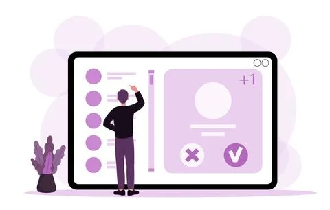 User interacting with digital interface. Vector illustration Stock Illustration