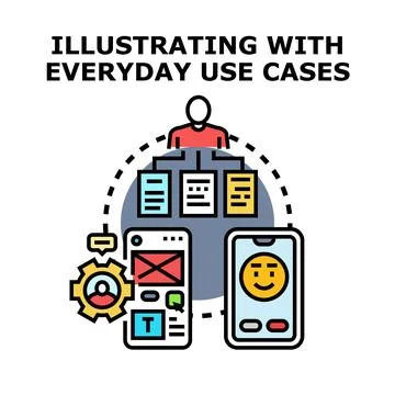User interacting with mobile application use cases Stock Illustration