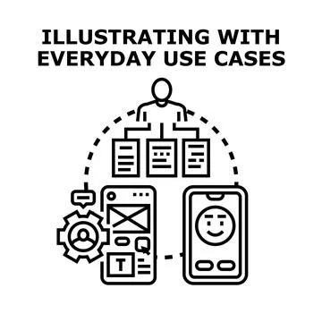 User interacting with mobile application use cases Stock Illustration