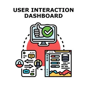 User interaction dashboard analyzing digital data Stock Illustration