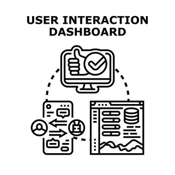 User interaction dashboard analyzing digital data Stock Illustration
