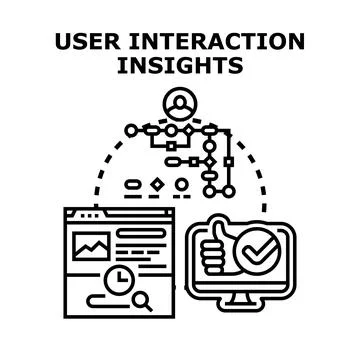 User interaction insights analyzing digital behavior online Stock Illustration