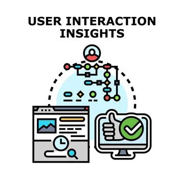 User interaction insights analyzing digital behavior online Illustrazione stock