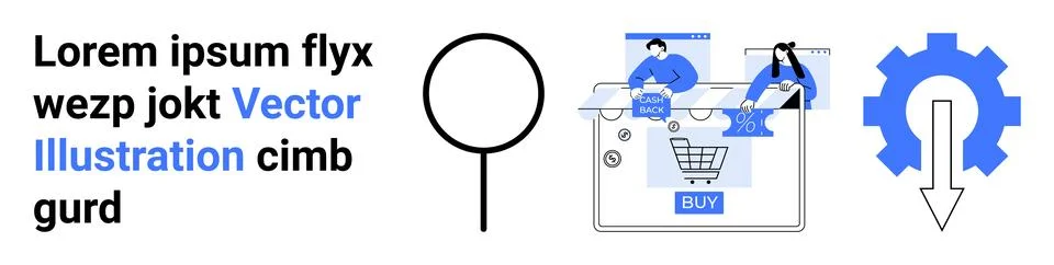User Interaction with Online Shopping Interface and Search Optimization Conce 스톡 일러스트