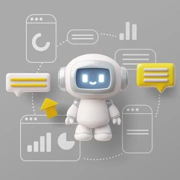 User interface with 3D chatbot icon vector illustration イラスト素材