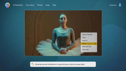User interface of AI image generator. Advanced text to image technology Stock Photos