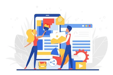 User interface and experience mobile development Stock Illustration