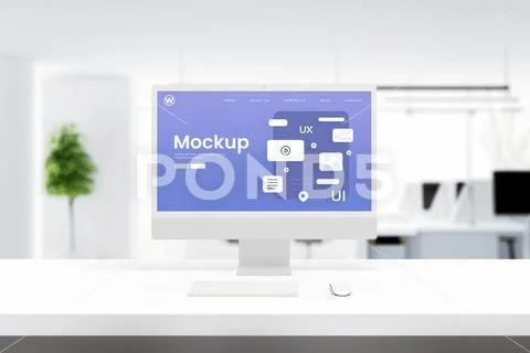 User interface and experience modules on display mockup PSD 模板