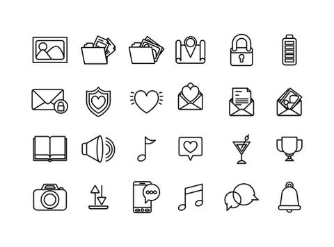 User interface and social media line icon set design イラスト素材