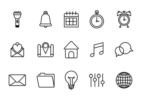 User interface and social media line icon set design 스톡 일러스트