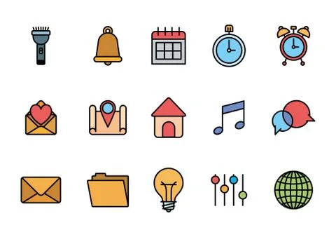 User interface and social media fill icon set design Illustrazione stock