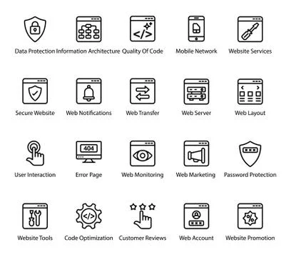 User Interface and User Experience In Line Icons Pack 스톡 일러스트