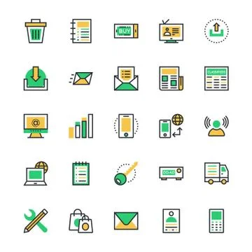 User Interface and Web Colored Vector Icons Illustrazione stock