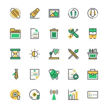 User Interface and Web Colored Icons Set Stock Illustration