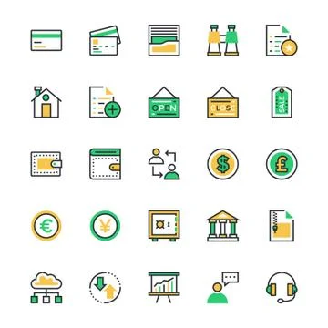 User Interface and Web Colored Vector Icons Set Ilustración de archivo