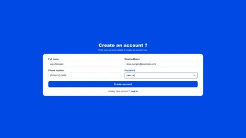 User interface animation of creating a new account successfully. 4K Stock Footage 345495076