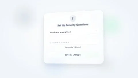 User interface animation of a security question setup process. 4K 스톡 동영상 348301300