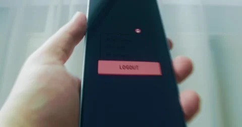 User interface on app or platform with LOGOUT button, presentation Stock Footage 313446152