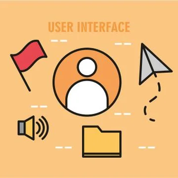 User interface avatar volume email flag icons linear and fill style Ilustración de archivo