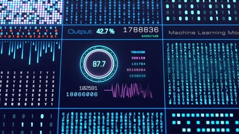 User interface, big data, control panel, deep learning, encryption. Stock Footage 322521217