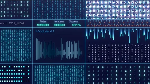 User interface, big data, control panel, deep learning, encryption. Video stock 322521222