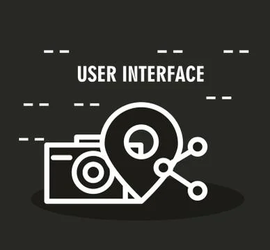 User interface, black background with share camera and gps navigaton icons イラスト素材