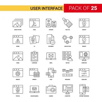 User Interface  Black Line Icon - 25 Business Outline Icon Set Stock Illustration