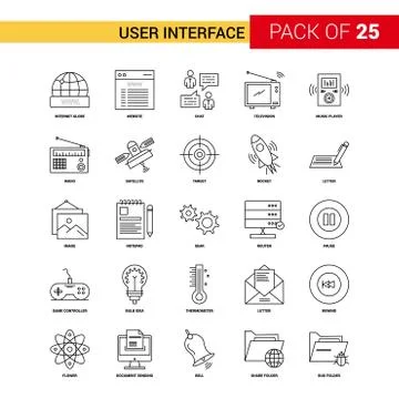 User Interface  Black Line Icon - 25 Business Outline Icon Set Illustrazione stock