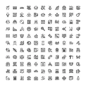 User interface black line icons set technology business 스톡 일러스트