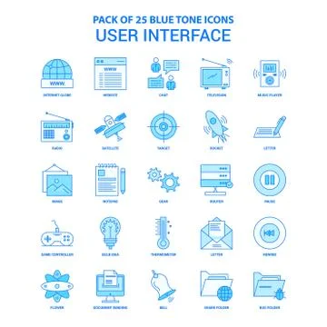 User Interface  Blue Tone Icon Pack - 25 Icon Sets Stock Illustration