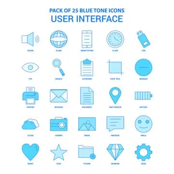 User Interface  Blue Tone Icon Pack - 25 Icon Sets Illustrazione stock