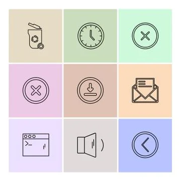 User interface , buttons , application , multimedia , eps icons set vector Stock Illustration