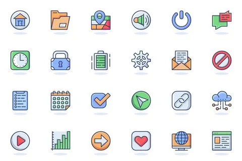 User interface buttons web flat line icon Illustrazione stock