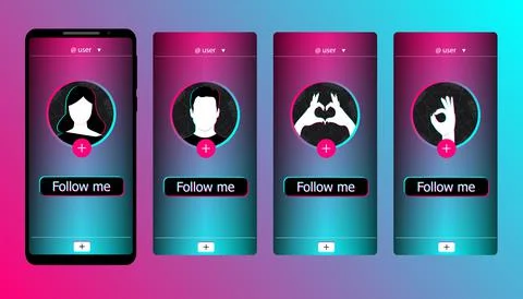 User interface carousel for a popular mobile app with different profile icons Stock Illustration