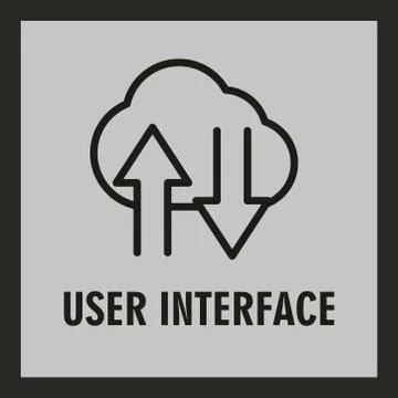 User interface, cloud computing upload and download data storage linear style Stock Illustration