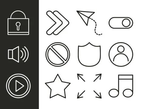 User interface collection icons operating system technology linear style Illustrazione stock