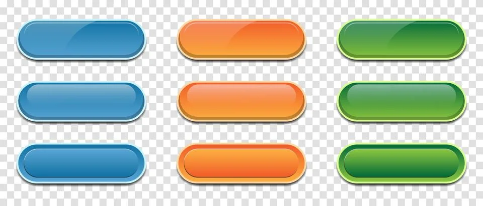 User interface colorful buttons set. Colorful glossy buttons set. Vector illu Stock Illustration