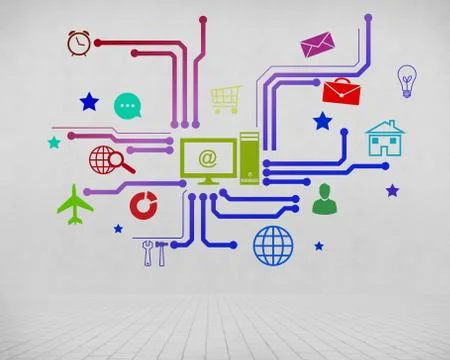 User interface, concept of computer network Illustrazione stock