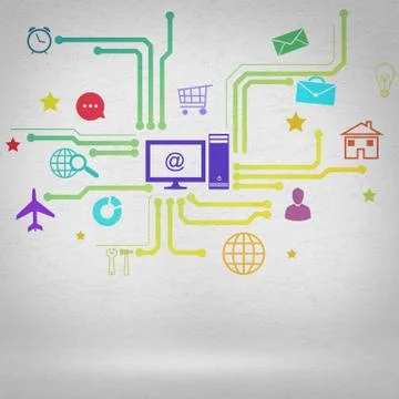 User interface, concept of computer network Illustrazione stock