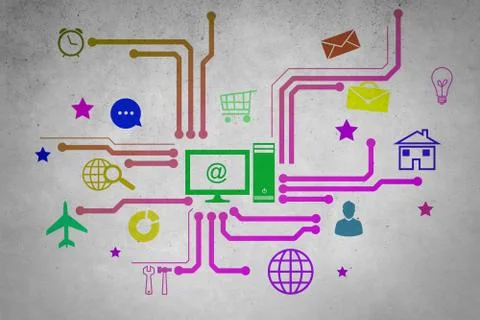 User interface, concept of computer network Illustrazione stock