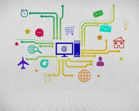 User interface, concept of computer network 스톡 일러스트