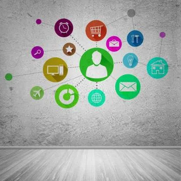 User interface, concept of social network 스톡 일러스트