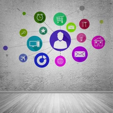 User interface, concept of social network 스톡 일러스트