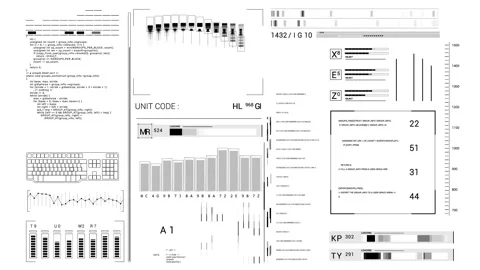 User Interface data display with HUD infographic elements.White background. Sci Stock Footage 261950589