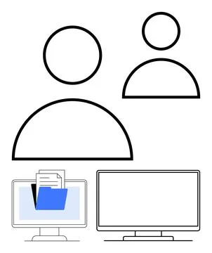 User interface, data sharing, communication tools, online collaboration, prof Stock Illustration