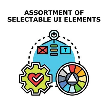 User interface design creating application elements concept 스톡 일러스트